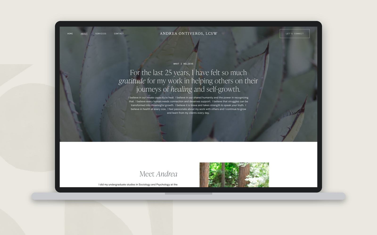 A small business website on a laptop