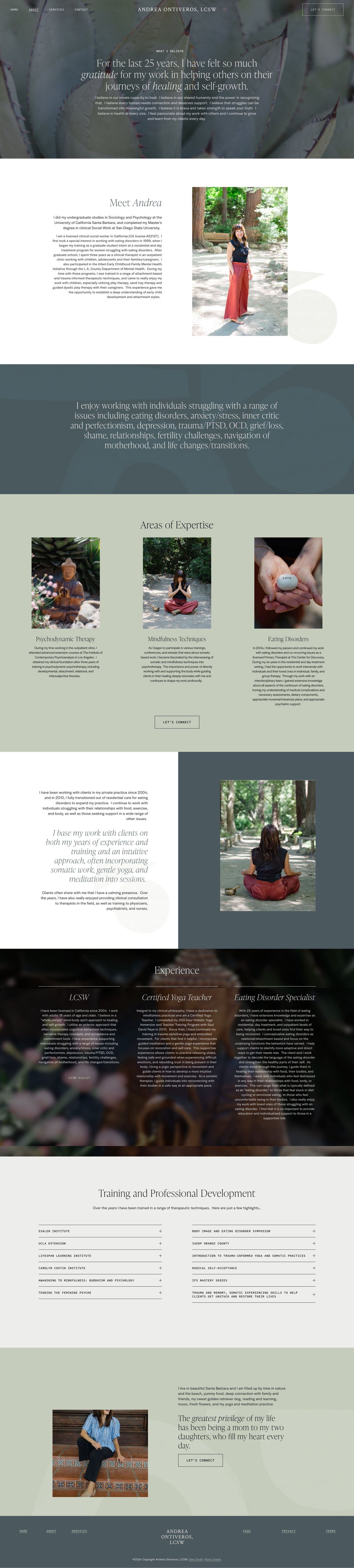 Andrea Ontiveros, LCSW website, full page