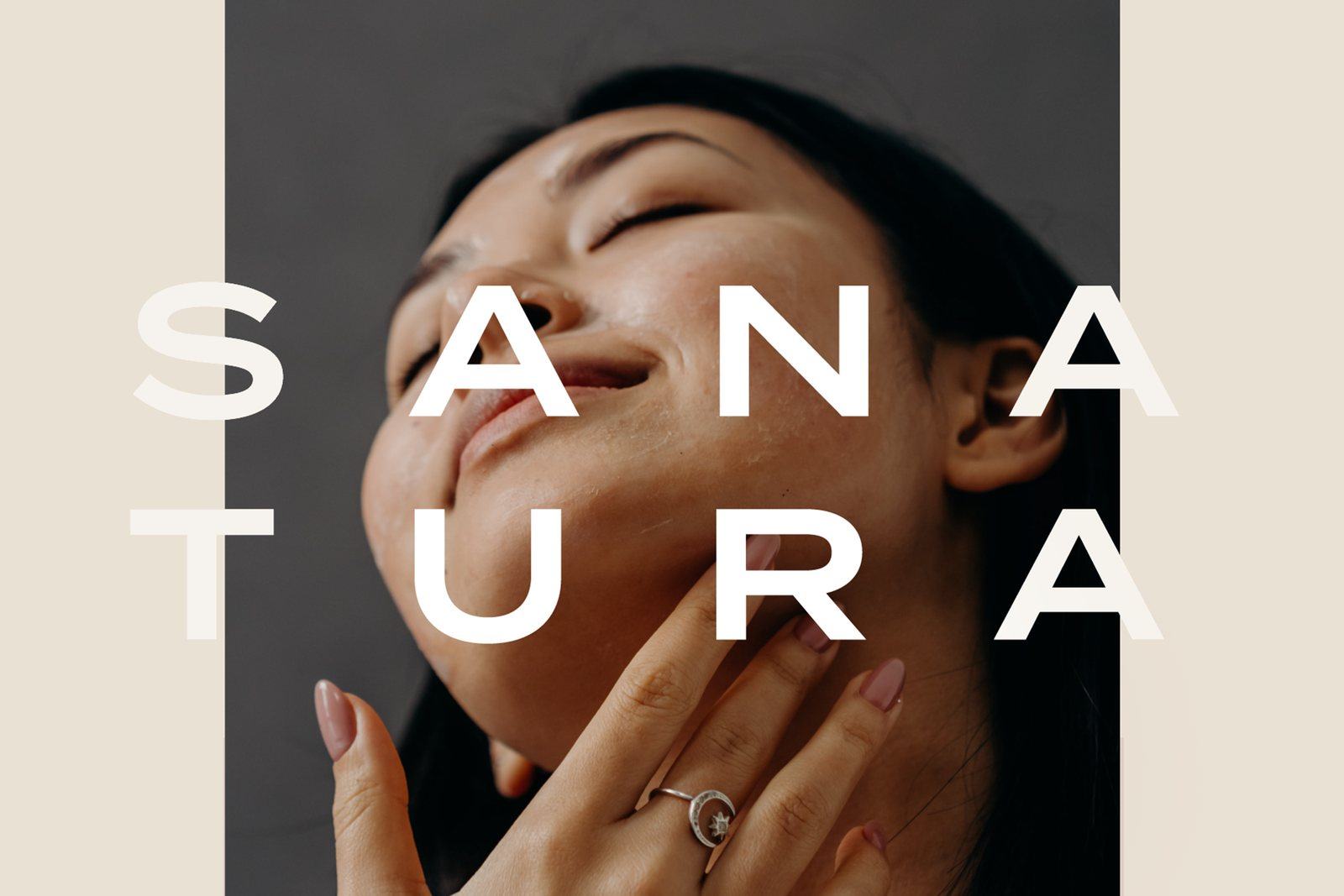 Sanatura wordmark over a portrait