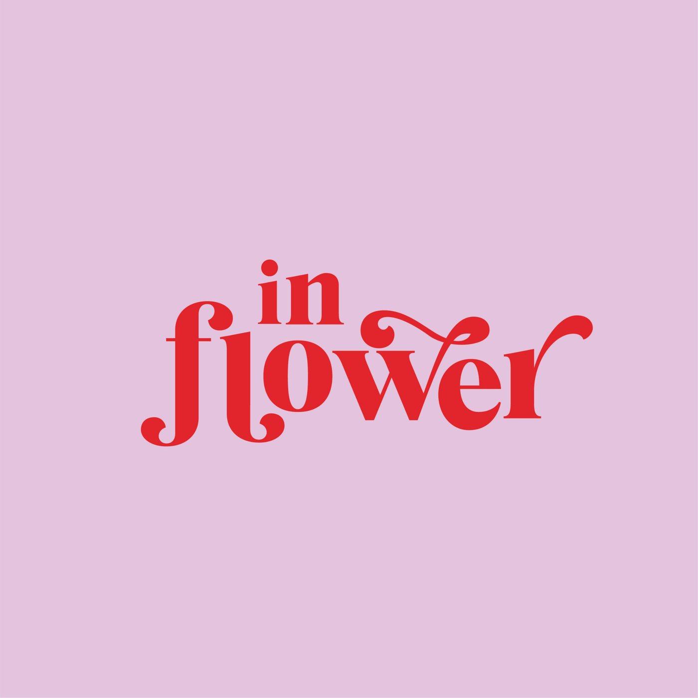 In Flower logotype on lilac