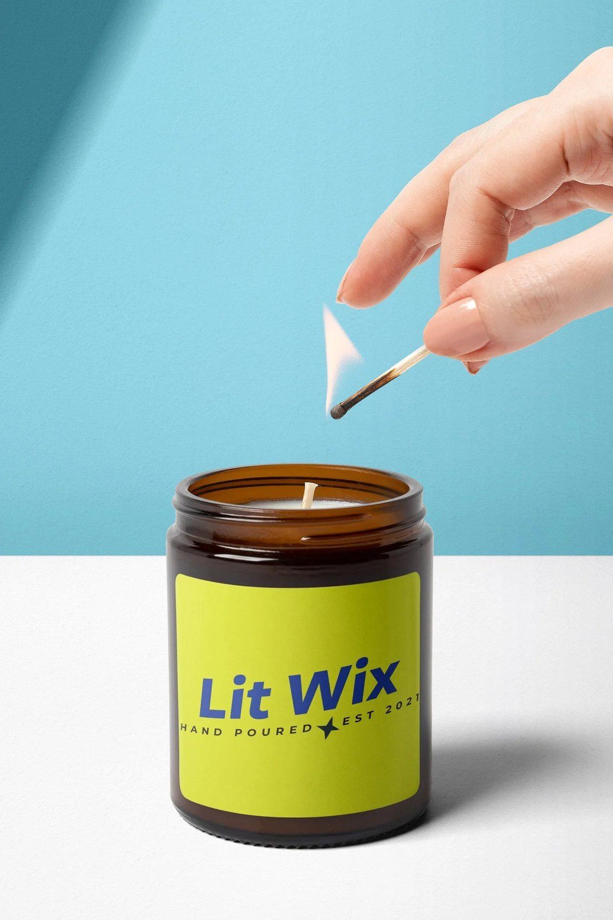 Lit Wix candle being lit