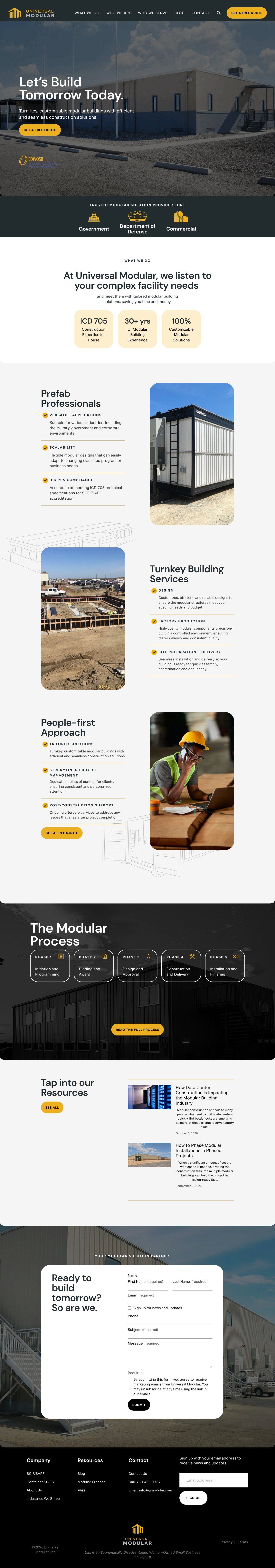 Universal Modular website, full page